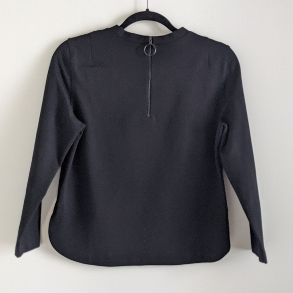 AKRIS Ponte Zip Fitted Black Sweater Top M Knit Minimalist Fine Gauge Designer - Picture 4 of 14